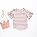 Teen Girl Shirts Trendy,Toddler Kids Cotton Tshirts Fashion Striped Short Flared Sleeve Crewneck Blouse Tops Casual Color Block Tunic 6M-4Y