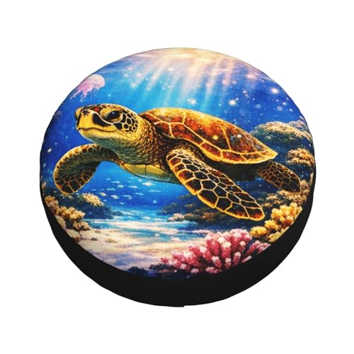 Image of Sea Turtle Spare Tire Cover - Funny Wheel Protectors Waterproof Universal Wheel Cover for SUV Rv Travel Trailer Camper Truck 17 Inch