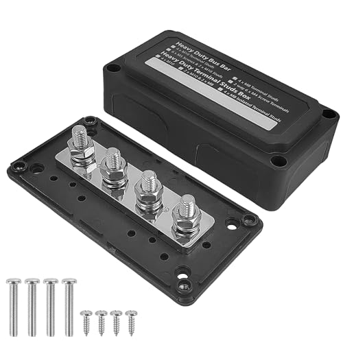 Bloque de Distribución 12v-48v, Caja de Barras Colectoras con 4 Pernos M8, Bloque de Distribución de Corriente, Para Coche, Distribuidor de Masa Corriente de Tierra para Coche Marine Rv Boat Yacht