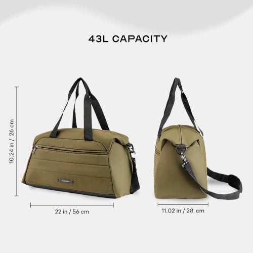 Image of Assembly Premium Weekender Duffle Bag with Attachable Shoulder Strap, Green, 43 Liters