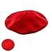 Comficent Sombrero de Boina Francesa,Accesorio de Disfraces Fieltro Francés Sombrero Vasca Beret Cap Beanie Mujer Invierno otoñal de Lana Unisex Multi-Colores (Rojo)