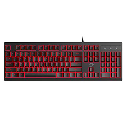 DAREU Gaming Keyboard 7 Colors LED Backlit 104 Keys USB Wired Mechanical Feeling