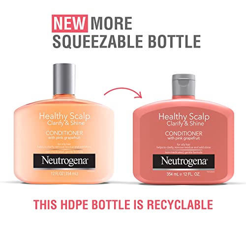 Neutrogena Exfoliating Healthy Scalp Clarify & Shine Conditioner For Oily Hair And Scalp, Anti-Residue Conditioner With Pink Grapefruit, Paraben & Phthalate-Free, Color-Safe, 12Oz #TOP1