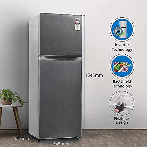 Image of Havells-Lloyd 252 L 2 Star Inverter Frost Free Double Door Refrigerator Appliance (GLFF262EDST1PB Dark Steel)