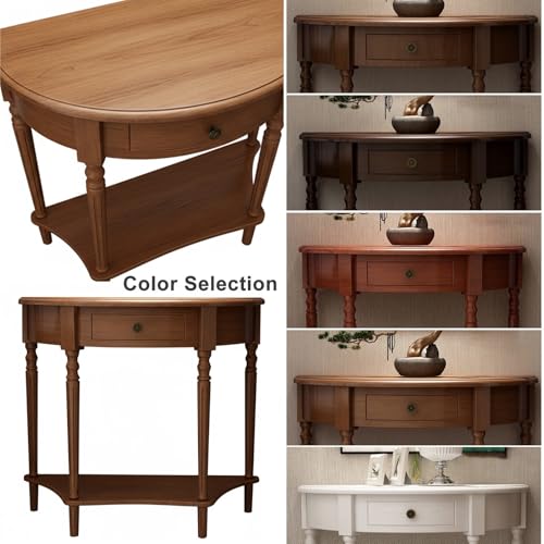 Mesa de sofá semicircular para sala de estar y decoración de pasillo con mueble de madera 8