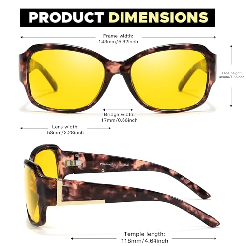 LVIOE Night Driving Glasses for Women Anti Glare Wrap Around Night Vision Glasses Polarized Yellow Nighttime Glasses3