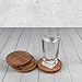 Mango Wood Coasters For Drinks With Iron Holder Stand Set Of 5 For