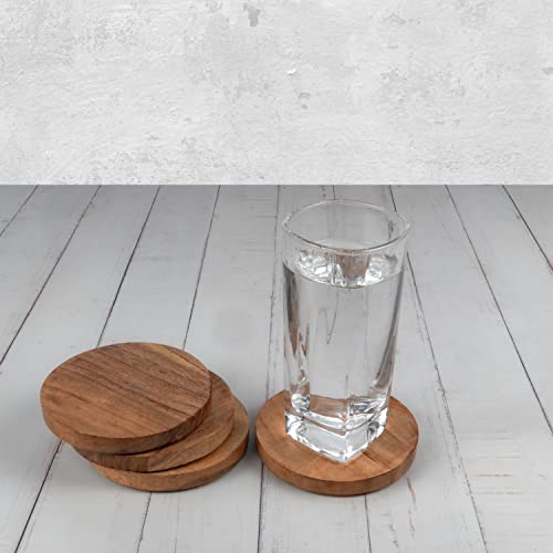 Samhita Acacia Wood Round Coasters Protection Tabletop ,Countertop and Surfaces from Water Marks or Damage | Home & Office Decor | Housewarming Gift (Set of 4) (4" x 4" X 0.5") - Thumbnail 5