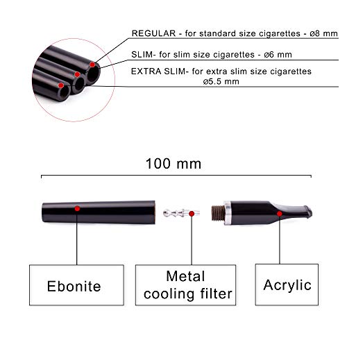 4\" Cigarette Holder, fits Regular Cigarettes, Great for Roll Ups, Black (Also Available in Slim and Extra Slim Sizes) - Thumbnail 3
