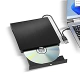 External CD/DVD Drive, USB 3.0 & Type-C CD/DVD Disc Reader Writer, CD ROM +/-RW External CD Player, Portable CD Burner for Laptop Desktop PC Mac Windows Linux (Black)