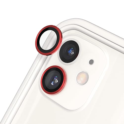 RhinoShield Protection pour objectifs Photo Compatible avec [iPhone 11/12 Mini / 12] | Verre trempé 9H résistant aux Rayures avec Une Fine Bordure en Aluminium anodisé - Rouge