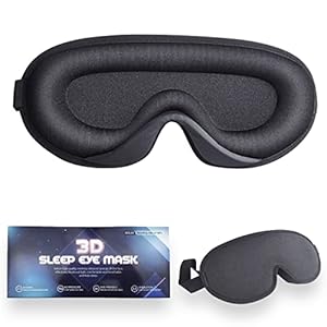 3D Sleep Mask for Men Women, Upgraded 3D Contoured Cup Eye mask Blindfold, 100% Block Out Light with Adjustable Strap, Breathable & Soft for Sleeping, Yoga, Traveling