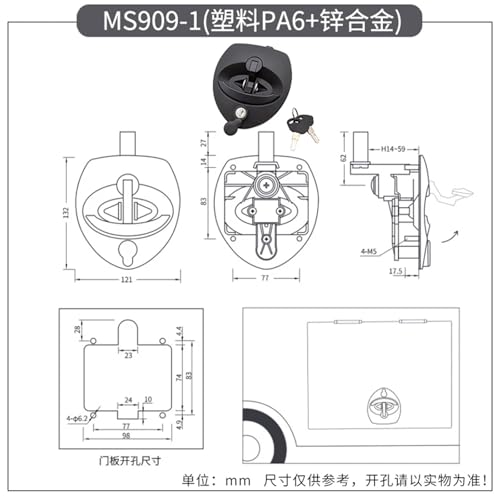 Serrure à compression pliable MS909-1 en alliage robuste pour coffret