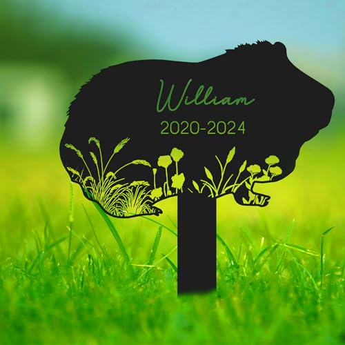 CSstone Personalised Guinea Pig Memorial Stake, Custom Guinea Pig Grave Markers, Sympathy Gift for Pet Lovers, Loss Pet Gift, Custom Guinea Pig Name Sign Memorial Plaque for Garden Decor (A)