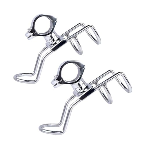 FALKIN 2 PCS 316 Stainless Steel Rail Mounted Clamp On Rod Holder Double Wire Stainless Steel For Fishing Boat Kayak Boat Access