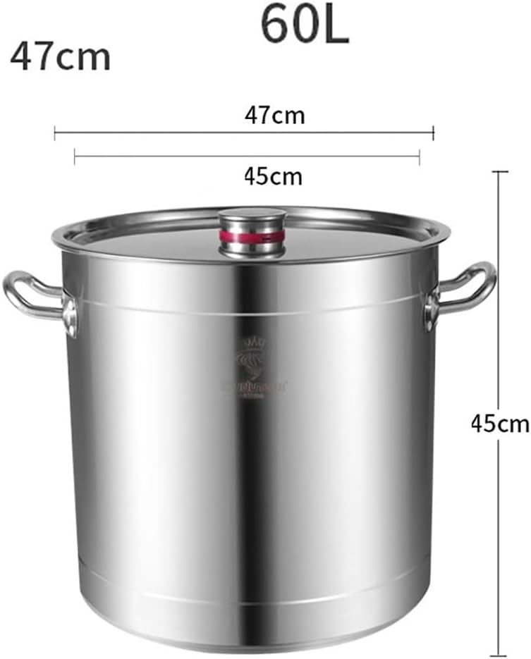 Stock Pot, Commercial/Household Thick Stainless Steel Deep Soup Pot with Lid for Gas Stove/induction Cooker (12-80L) (Size : 60L)