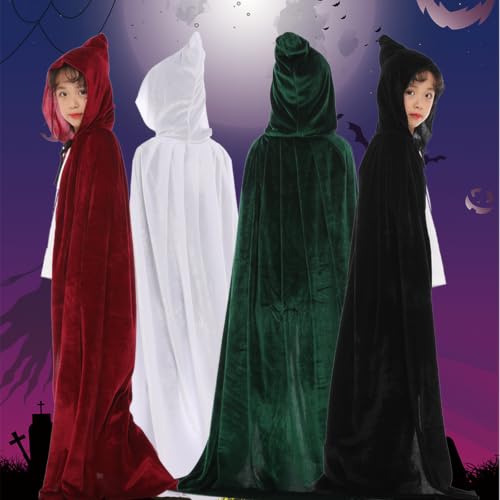 Kids Halloween Hooded Cape Velet Costume Cloak For Boys Girls Black 8-11 T - image 3