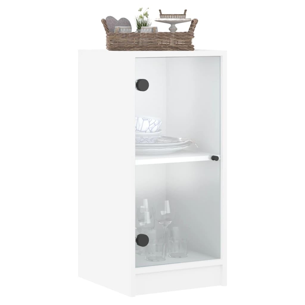 ZEYUAN Beistellschrank mit Glastüren Weiß 35x37x75,5 cm, Schrank Klein, Flurschrank, Kommode, Vorratsschrank, Flurschrank, Badezimmerschrank, Kleinmöbel - 836399