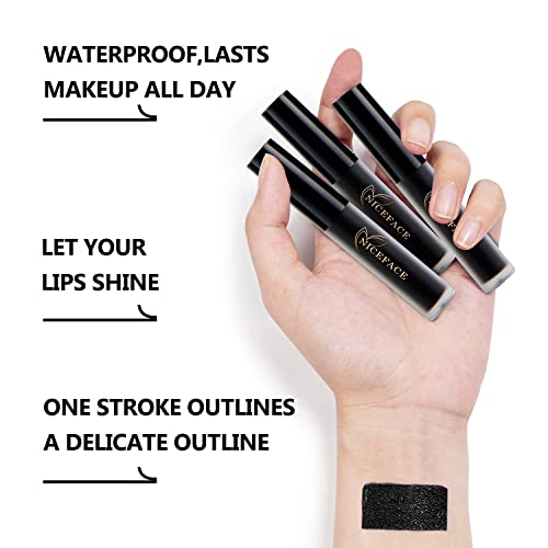 Visbouble Black Lipstick Matte Liquid Lipgloss & Lip Liner, Dark Black Lip Stain Lip Gloss Long Lasting 24 Hour Waterproof Makeup Professional Set For Easter Cosplay, Witch Girl (2 Pcs) #TOP5