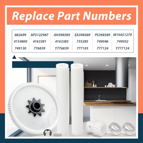 882699 Trash Compactor Drive Gear Kit Replacement for Whirl-poo for Kenmore for KitchenAid Trash Compactor Replace Parts AP3122987 4149667 PS398589 EAP398589 W10451279