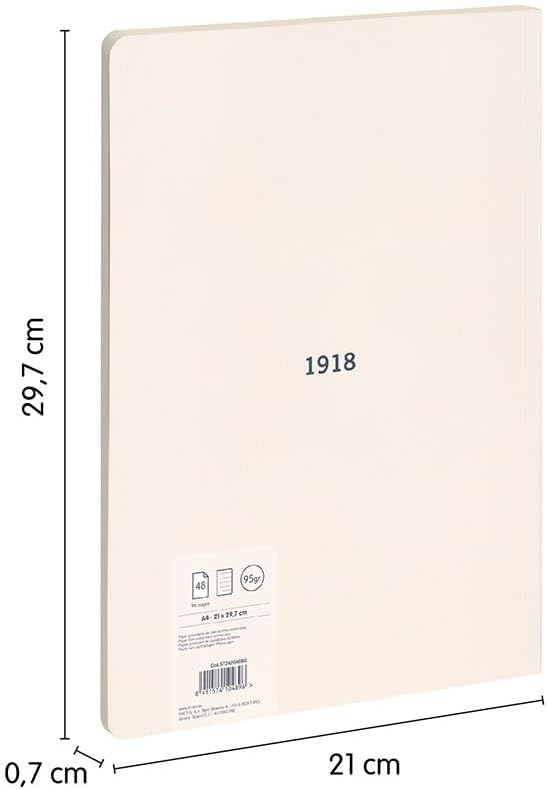 MILAN® Pack of 4 A4 Glued Notebooks, Lined Paper (7 mm), 48 Sheets of 95 g/m², Rubber Collection 430