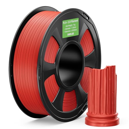 DEEPLEE PLA+ 2.0 Filament 1.75mm, Stärkere Zähigkeit 3D Drucker Filament, Rot 1KG, Upgrade PLA Plus 3D Printer Filament, High Speed PLA+ Filament für die meisten FDM 3D Drucker