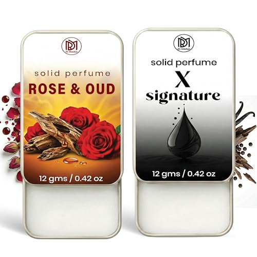 Image of Dr.Mashur Solid Perfume |x signature&Rose & Oud Alcohol Free Wax Perfume Balm, Long Lasting | Pocket Tin 12g, Pack Of 2| Non Greasy Smooth Glide, Travel Friendly Unisex Gifts He Or Her