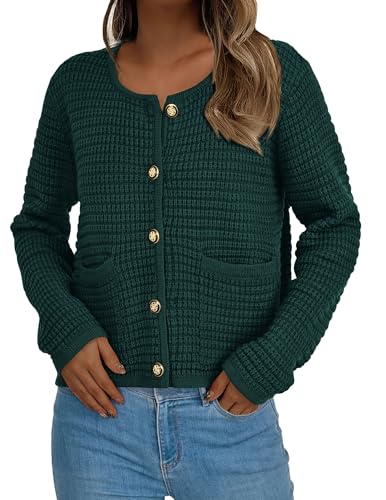 PRETTYGARDEN Women Knit Cardigan Sweaters Fall Fashion Long Sleeve Open Front Button Down Trendy Casual Jacket Winter Clothes