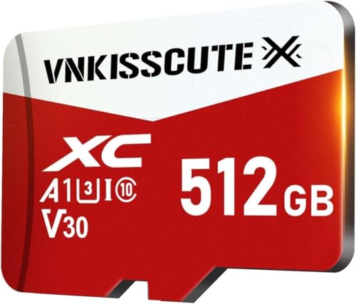 Tarjeta Micro SD 512GB, VNKISSCUTE Tarjeta de Memoria Alta Velocidad Memory Card Gran Capacidad SD Card para Cámaras, Teléfonos, Dash CAM, Tabletas