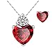 Women Necklace Earrings Lovely Heart Crystal Pendant Necklace Chain Necklace Jewellery Set Love Gift Red Clever fashion