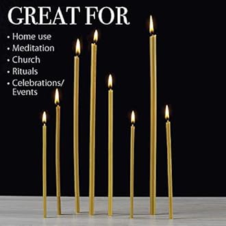 Danilovo Pure Beeswax Candles - No-Drip, Smoke-Less, Tall, Thin Taper Candles – Decorative Candles for Church Prayer, Decor or Birthday Candles – Honey Scented Candles – 6.3”x0.2” (Yellow, 200pcs)