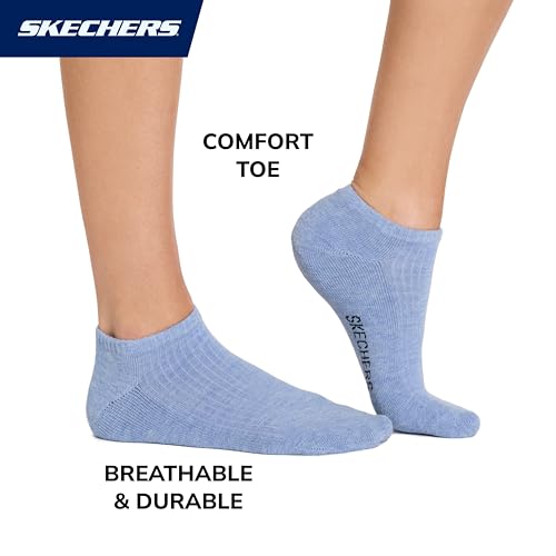 Image of Skechers Women's 10-pack Half Terry Classic Low Cut Socks, Comfort-fit & Cushioned Footbed