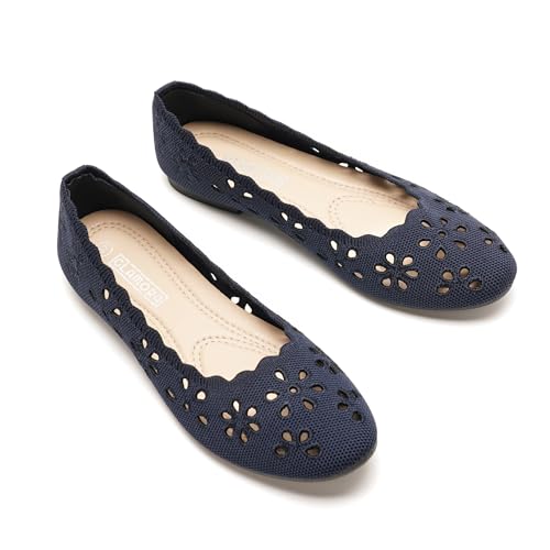 GLAMORA Ballerines Femme Dentelle Ajourée Bout Rond Chaussures Plates Tissu Respirant Semelle Souple Antidérapante Confort Léger Ballerine Femme Élégantes...