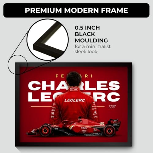 Image of Charles Leclerc Framed Ferrari F1 Car A4 Sized (31 x 23 cm) | Charles Leclerc Poster | Ferrari Car Frame Posters for Wall, Gift for Boys, Formula 1 Frames | Formula 1 Framed |Ferrari F1 Poster | (F 248)