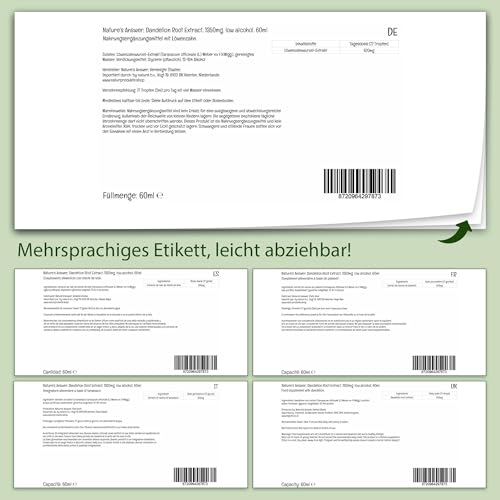 Nature’s Answer Löwenzahnwurzel Extrakt, 1350mg, alkoholarme Tinktur, 60ml