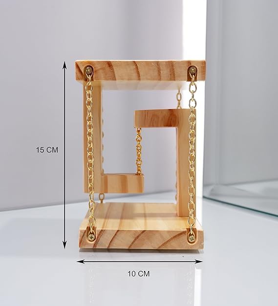 Image of Diwali Gift Tensegrity New Year Gift for Home and Office Decor, Made with Solid Wood, Anti-Gravity, Light Weight, Table Top, Vintage Brown Surface Gold Finish Chain