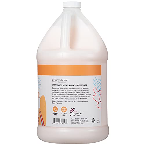 Image of Ginger Lily Farms Botanicals Moisturizing Conditioner for All Hair Types, Coco Mango, 100% Vegan & Cruelty-Free, Coconut Mango Scent, 1 Gallon Refill (Pack of 2)