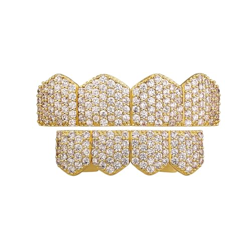 Bañada en Oro y Plata 18K Funda Dental de Lujo con Circonita Micro Engastada