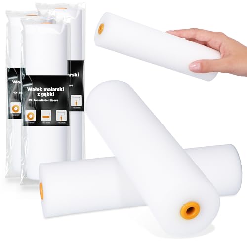 3x Rouleau Mousse 18 cm Peinture Vernis Laque Surfaces Lisses Murs Meubles Bonne Couverture Séchage Rapide Application Facile Idéal Bricolage Travaux Rénovation