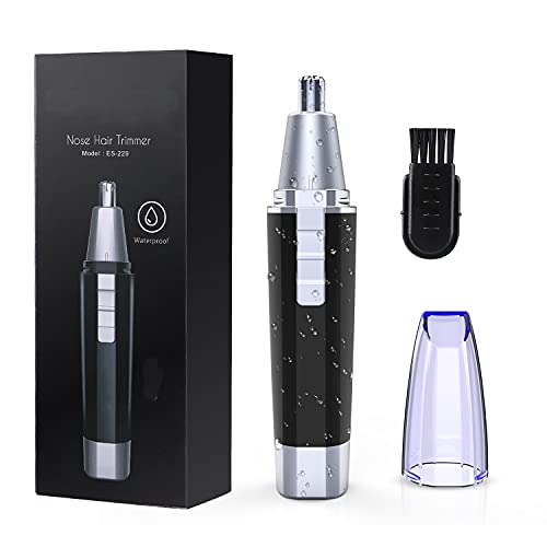 Nose Hair Trimmer for Men, Electric Nose and Ear Hair Trimmer, with 360° Rotating Painless Dual Edge Blades, IPX7 Waterproof, Mute Motor, Battery Operated