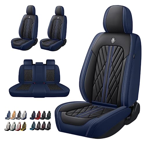 ANKIV Universal Fit Waterproof Breathable Nappa Leather Automotive Vehicle Car Seat Covers Set Cushion Protector for Sedan SUV