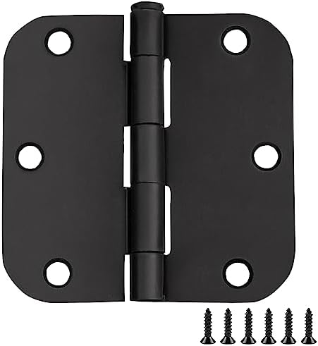 Design House 188912 Door Hardware, 3.5-inch 5/8-inch Radius Hinge, Matte Black, 10 Piece