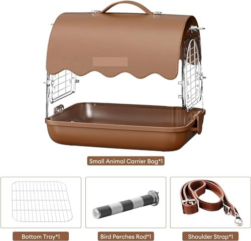 Papageienkäfig Garten Vogeltrage-Rucksack Mit Sitzstange, Transparente Reise-Vogelkäfigtasche Schattenabdeckung, Sichtbarem Fenster Für Papageien, Wellensittiche Wellensittich Käfig Vögel(Br-3