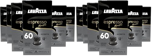 Image of Lavazza Espresso Maestro Ristretto Aluminum Capsules Compatible with Nespresso* Original Machines, Dark Espresso Roast, Arabica and Robusta Blend (10 Capsules), (Pack of 12)