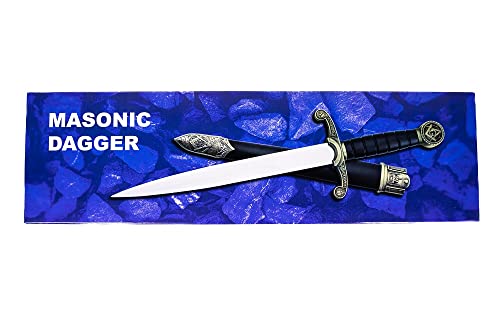 Trendy Zone 21 Stainless-Steel Dagger Knife King Sword With Square Compass Freemason Masonic Symbol Embossed Gift For Men I Comes In Box #TOP3
