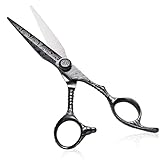 Professional Hair Cutting Scissors – ULG 6.5' Premium Barber Shears with Adjustable Tension, Offset Handle, Ergonomic Grip & Sharp Stainless Steel Blades for Stylists and Barbers, Black