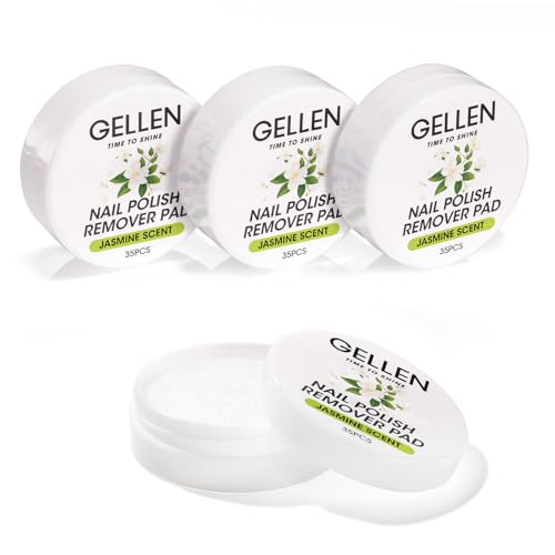 Gellen Nail Polish Remover Pads Acetone Free, Jasmine Sent Nail Polish Remover Wipes For Fingernail Toenail, No Drying Formula, 140pcs Travel Size Bulk Set, No Leakage, Long lasting For 12+ Months
