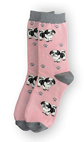 Pet Lover Socks - Fun - All Season - One Size Fits Most - For Women And Men – Dog Gifts (Black And White Shih Tzu Gifts - Socks)