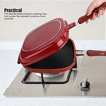 Frying pan, BBQ Skillet Aluminum Alloy Kitchen Non-Stick Baking Pancake Pan Omelette Trays Double-Sided Flip Design Fried Egg Pancake Pan for