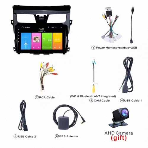Radio de coche Nissan Teana 2013-2018 con Android Auto inalámbrico y Bluetooth 6